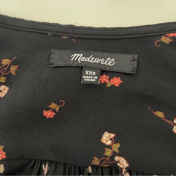 MADEWELL Women Wrap Size XXS Top Black/ Floral - Picture 6 of 7